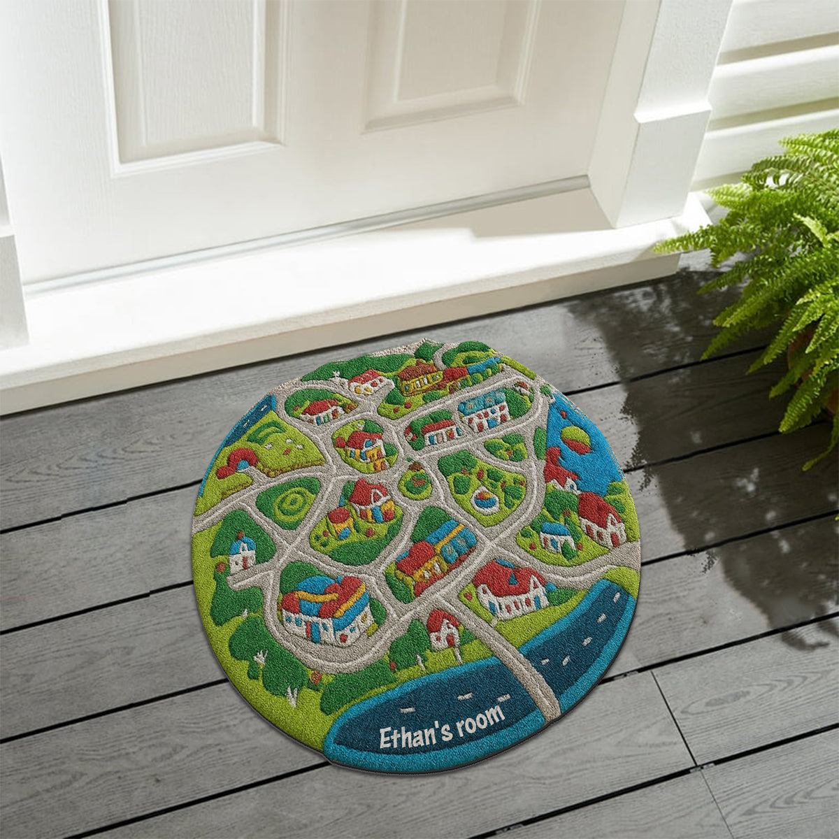 Kids City Road - Tapis touffeté antidérapant personnalisé pour enfants