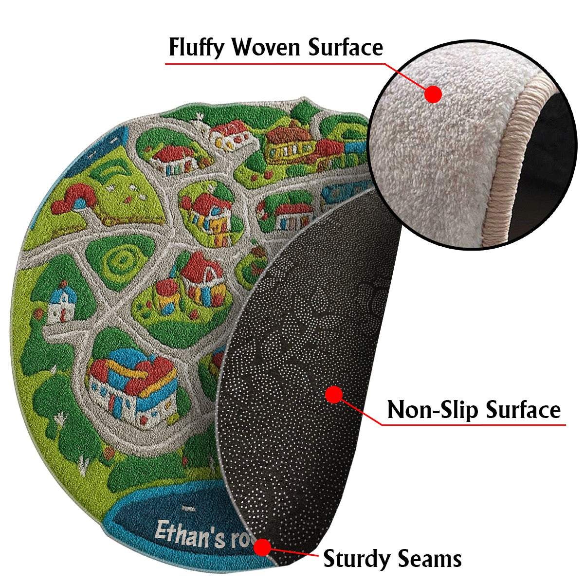 Kids City Road - Tapis touffeté antidérapant personnalisé pour enfants