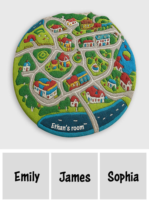 Kids City Road - Tapis touffeté antidérapant personnalisé pour enfants