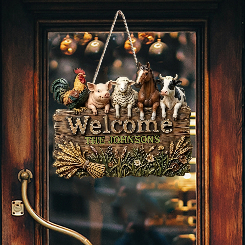 Welcome To Our Farm - Personalized Farmer Custom Shaped Wood Sign