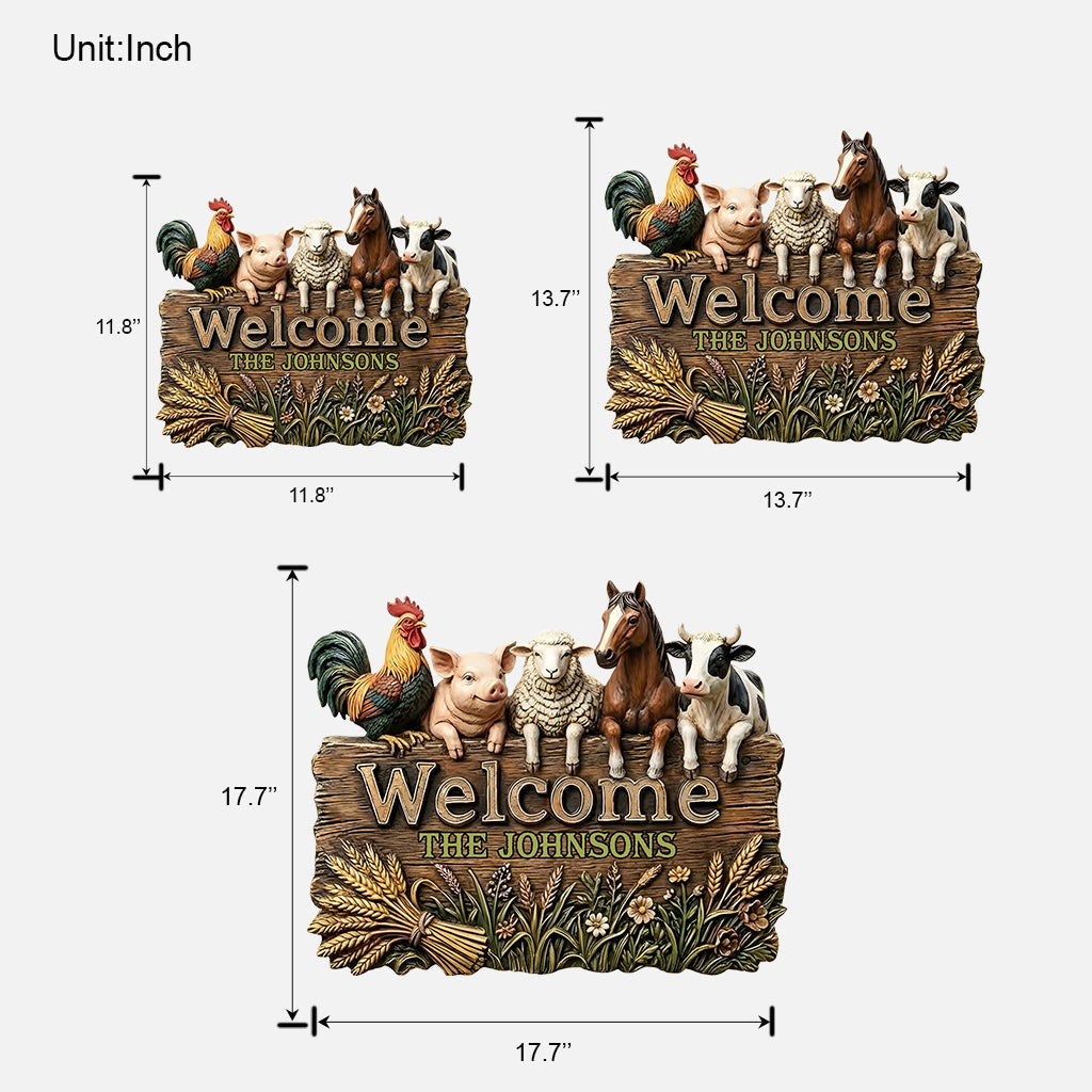 Welcome To Our Farm - Personalized Farmer Custom Shaped Wood Sign