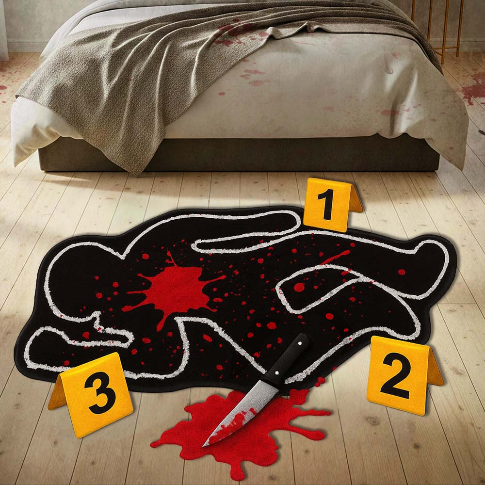 Funny Crime Scene Rug - Personalized True Crime Shaped Doormat/ Rug