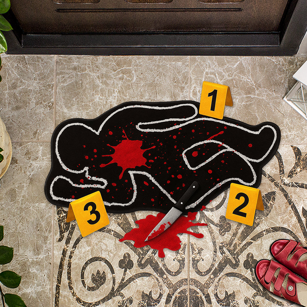 Funny Crime Scene Rug - Personalized True Crime Shaped Doormat/ Rug