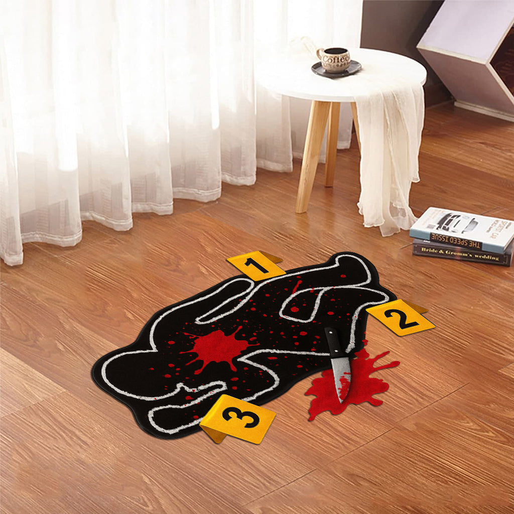 Funny Crime Scene Rug - Personalized True Crime Shaped Doormat/ Rug