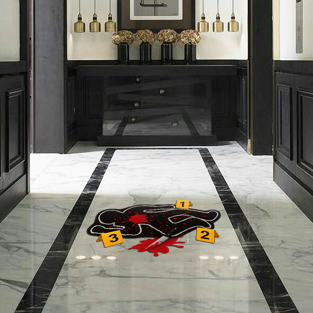 Funny Crime Scene Rug - Personalized True Crime Shaped Doormat/ Rug