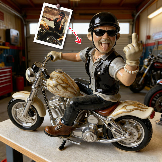 Cadeau humoristique pour motard - Plaque acrylique personnalisée en forme de motard