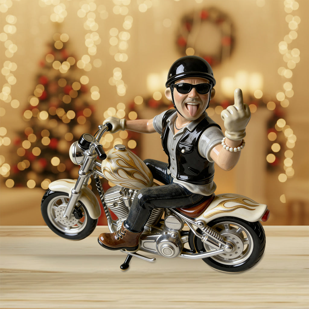 Cadeau humoristique pour motard - Plaque acrylique personnalisée en forme de motard