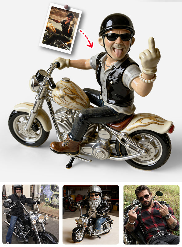 Cadeau humoristique pour motard - Plaque acrylique personnalisée en forme de motard