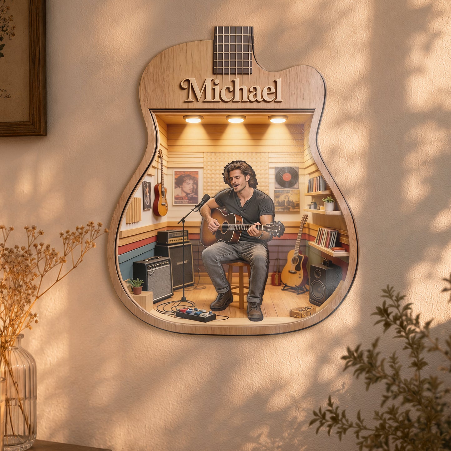 Guitar Lover - Personalized Guitar Wooden Light Shadow Box