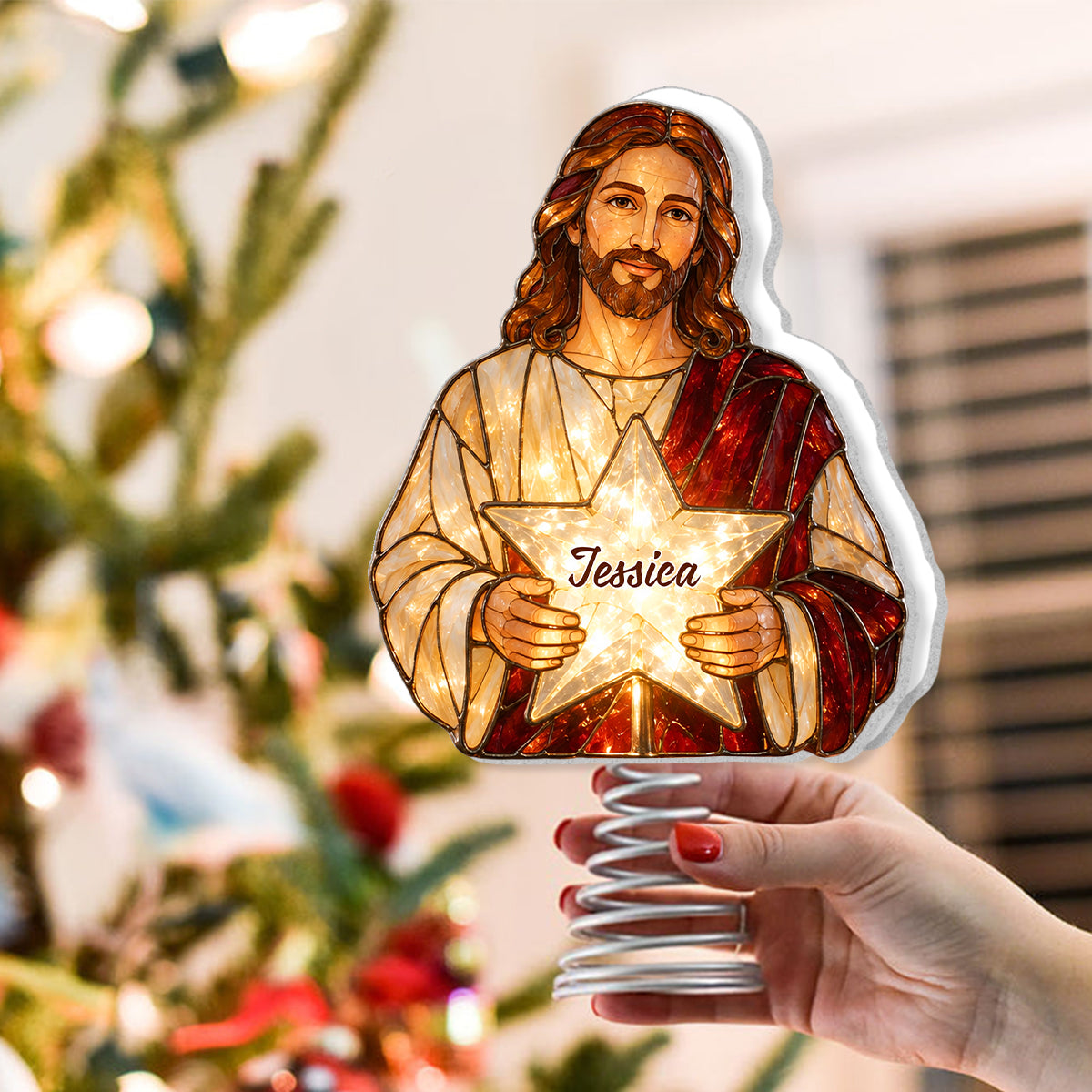The Holy Night - Personalized Christian LED Light Tree Topper