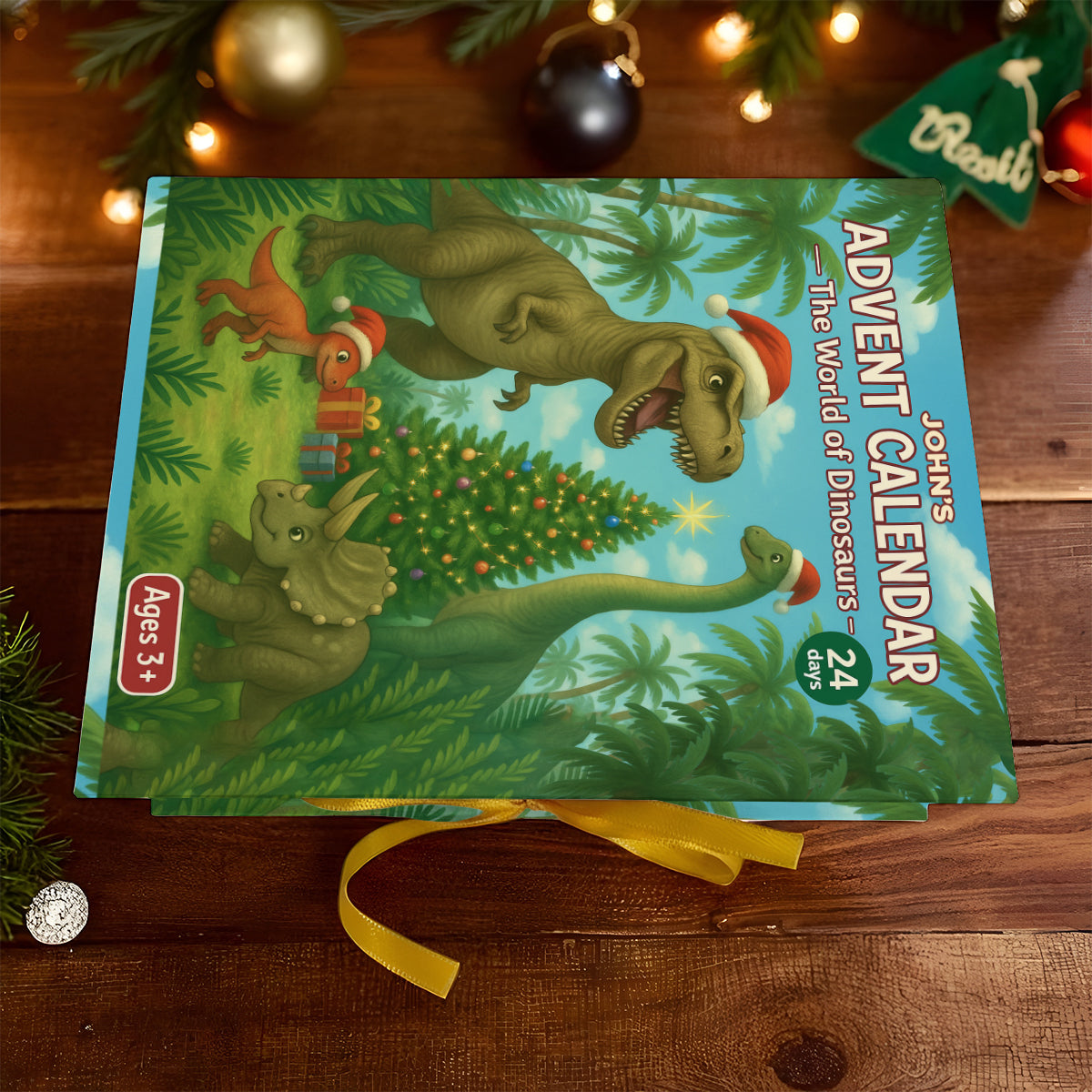 Calendrier de l'Avent Dinosaure 2025 - Calendrier de l'Avent pliable et personnalisé avec décorations