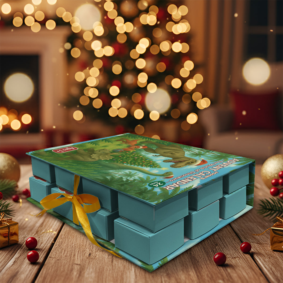 Calendrier de l'Avent Dinosaure 2025 - Calendrier de l'Avent pliable et personnalisé avec décorations