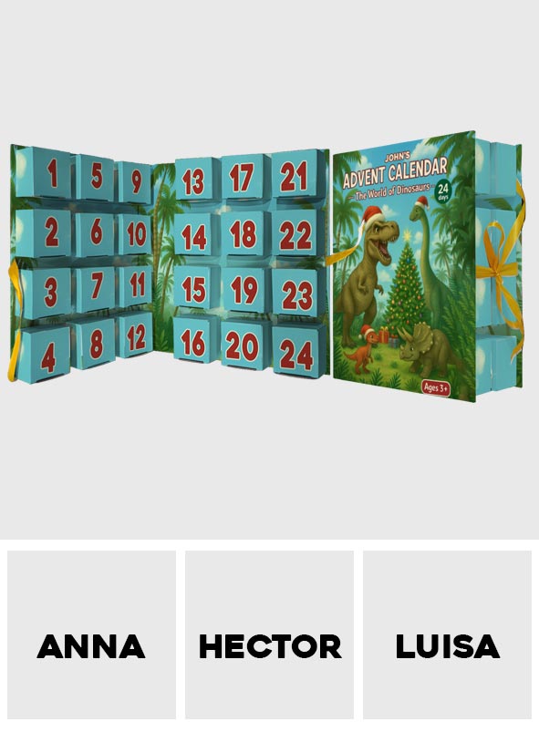 Calendrier de l'Avent Dinosaure 2025 - Calendrier de l'Avent pliable et personnalisé avec décorations