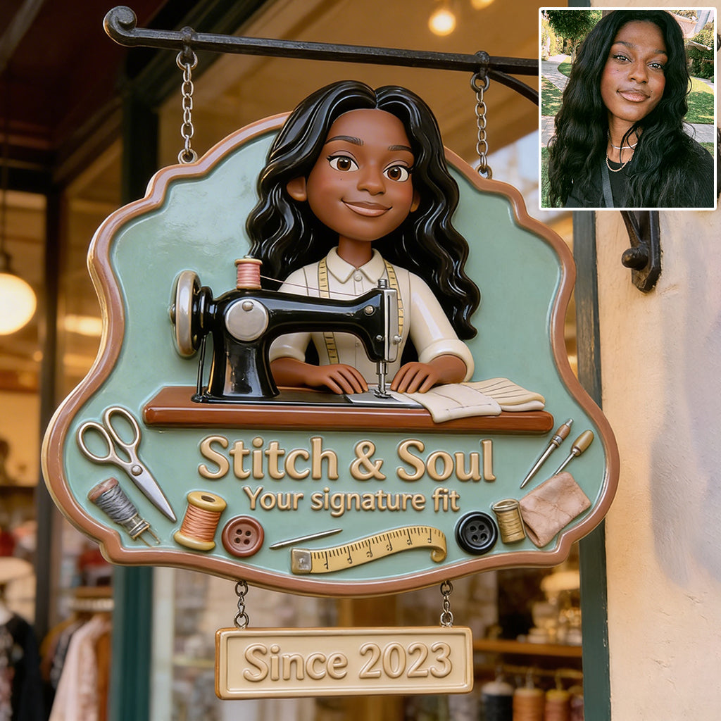 Tailor Shop Logo For Sewing Lover - Personalized Sewing Wooden Wall Mount Sign