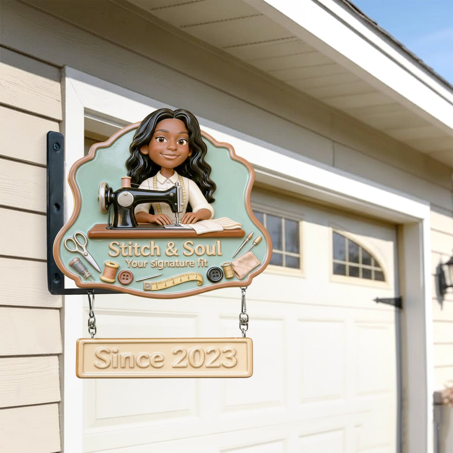 Tailor Shop Logo For Sewing Lover - Personalized Sewing Wooden Wall Mount Sign