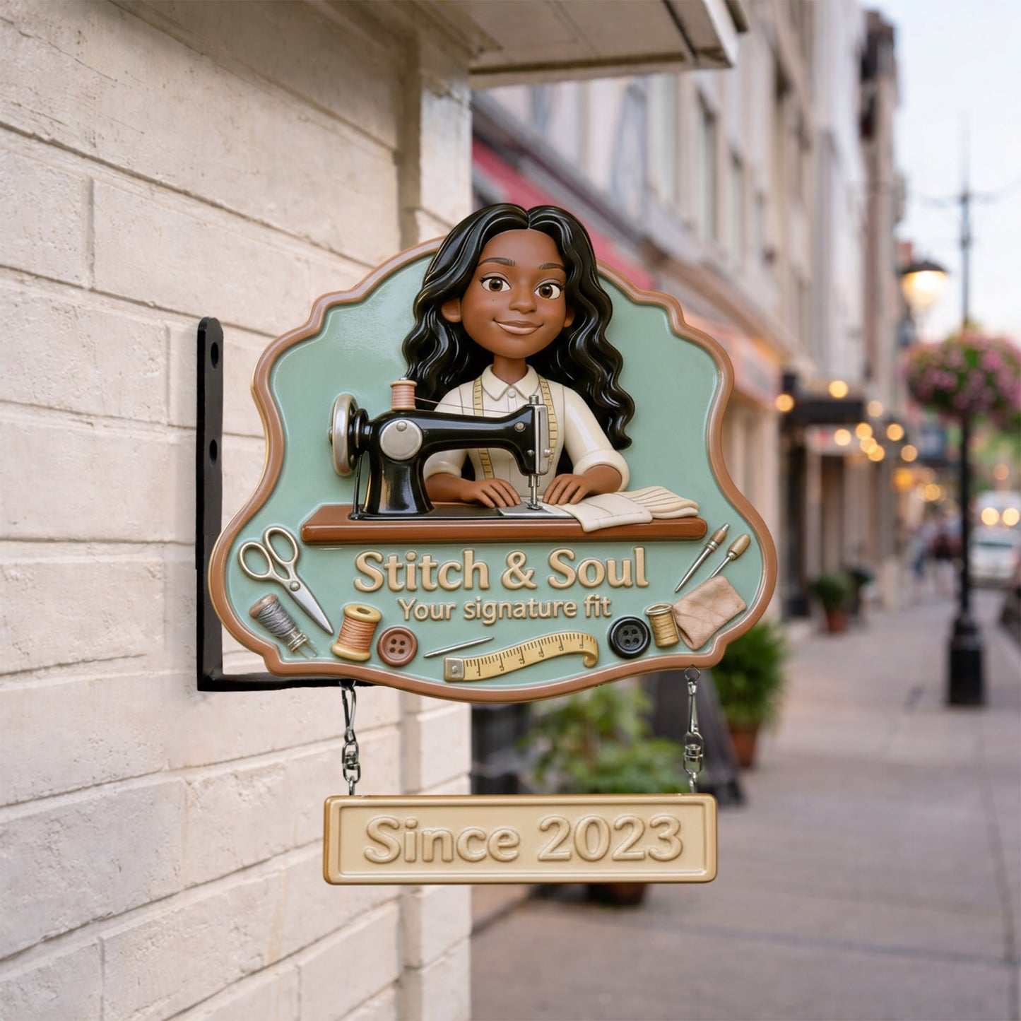 Tailor Shop Logo For Sewing Lover - Personalized Sewing Wooden Wall Mount Sign