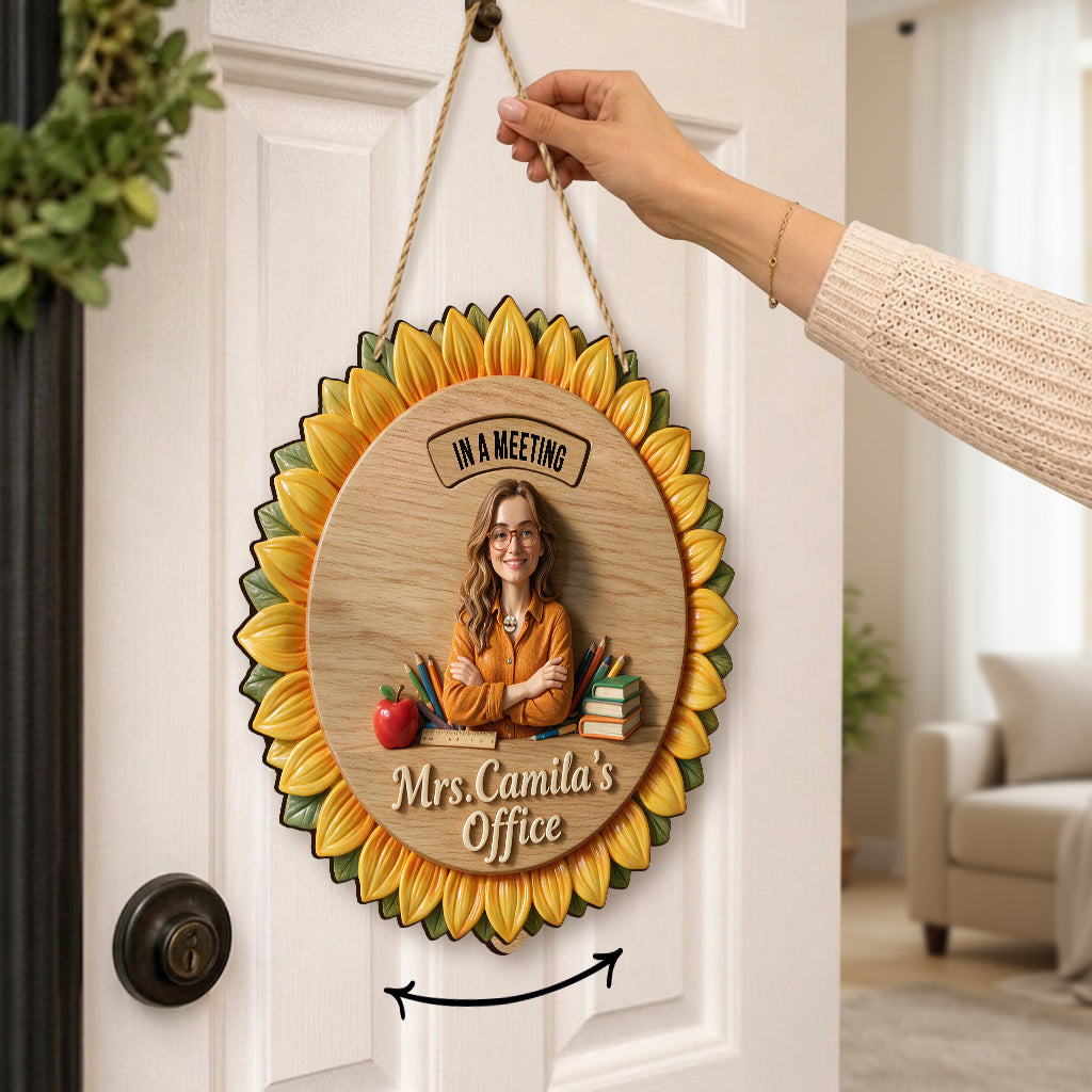 Teacher Door Hanger - Personalized Teacher Spinner Sign Custom Shape