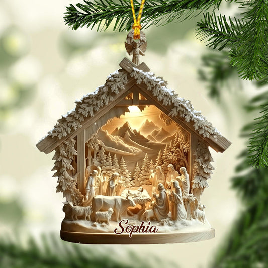Nativity Scene Jesus - Personalized Christian Ornament