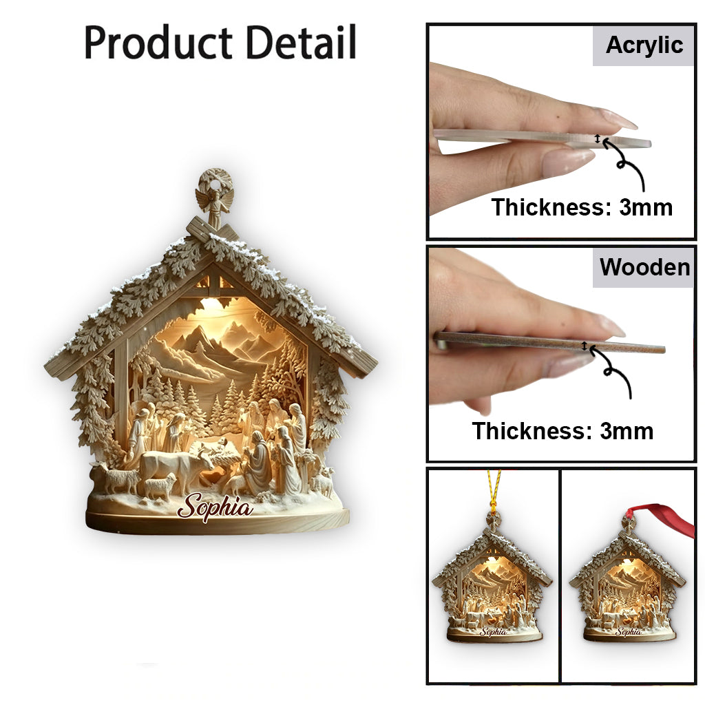 Crèche de Noël - Ornement chrétien personnalisé