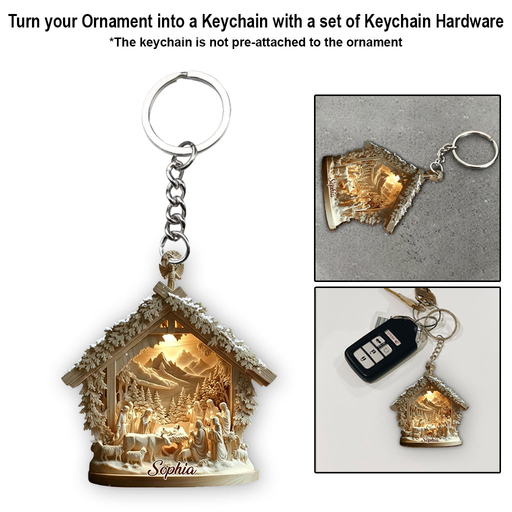 Crèche de Noël - Ornement chrétien personnalisé