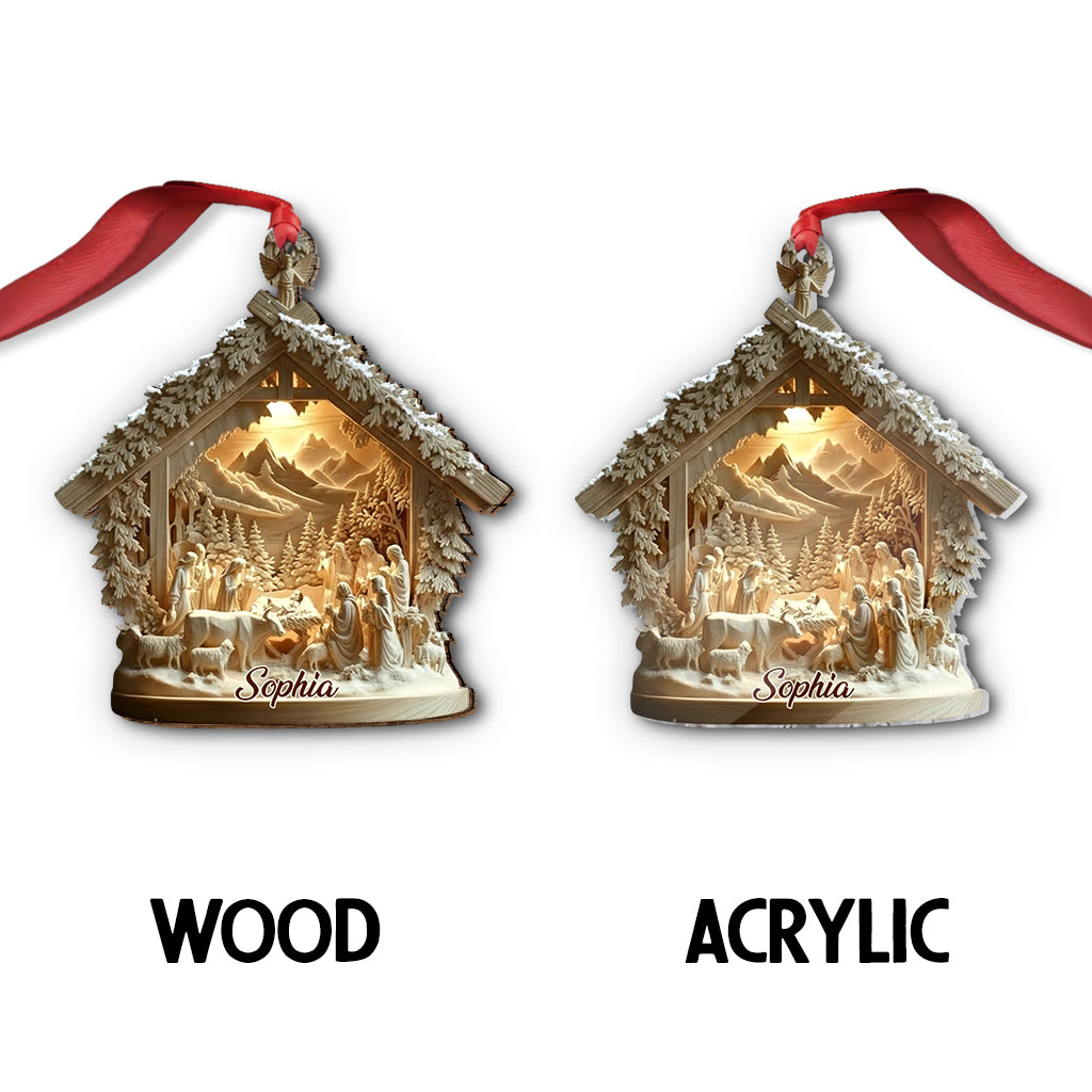 Crèche de Noël - Ornement chrétien personnalisé