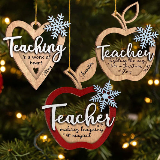 Teacher Christmas - Personalized Teacher 2 Layered Wooden Ornament