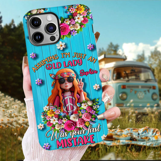 Assuming I'm Just An Old Lady Was Your First Mistake - Personalized Hippie Full Print Phone Case