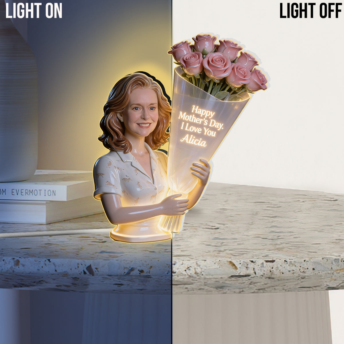 Joyeuse Fête des Mères - Lampe de Nuit LED Acrylique Personnalisée