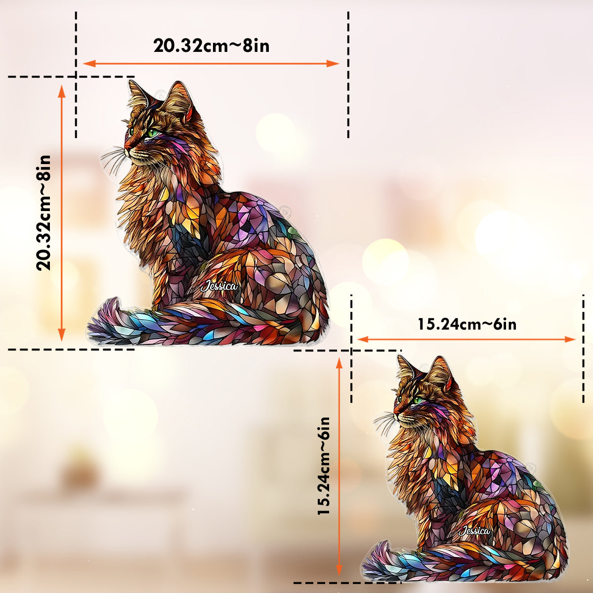 Maine Coon Suncatcher - Personalized Cat Window Hanging Suncatcher Ornament