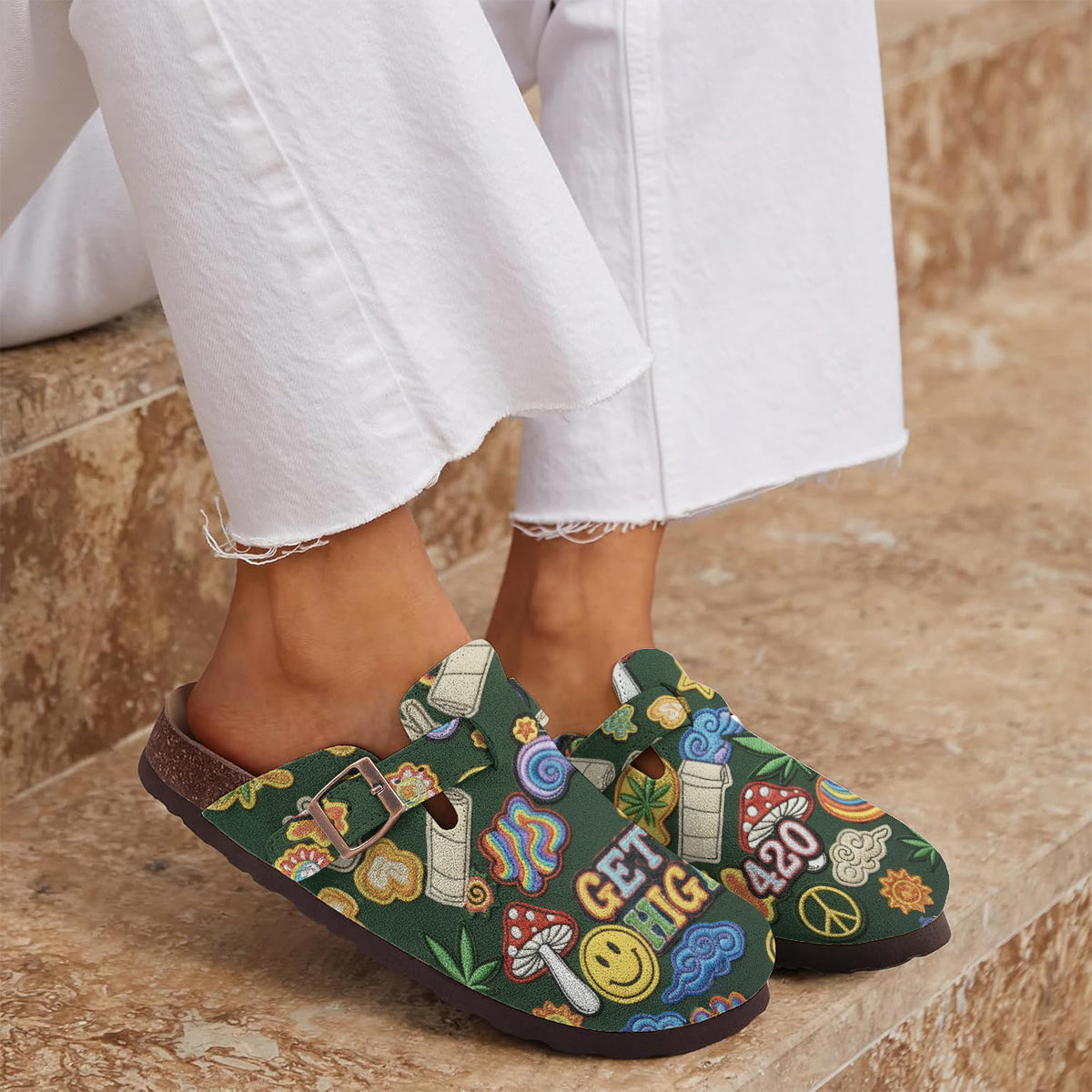 Green Buds Aesthetic - Sabots personnalisés pour le cannabis avec soutien de la voûte plantaire