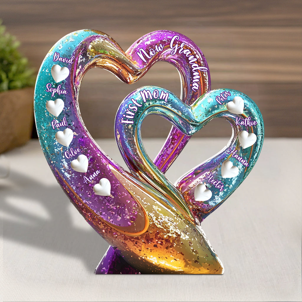 First Mom Now Grandma - Personalized Grandma Custom Shaped Acrylic Plaque