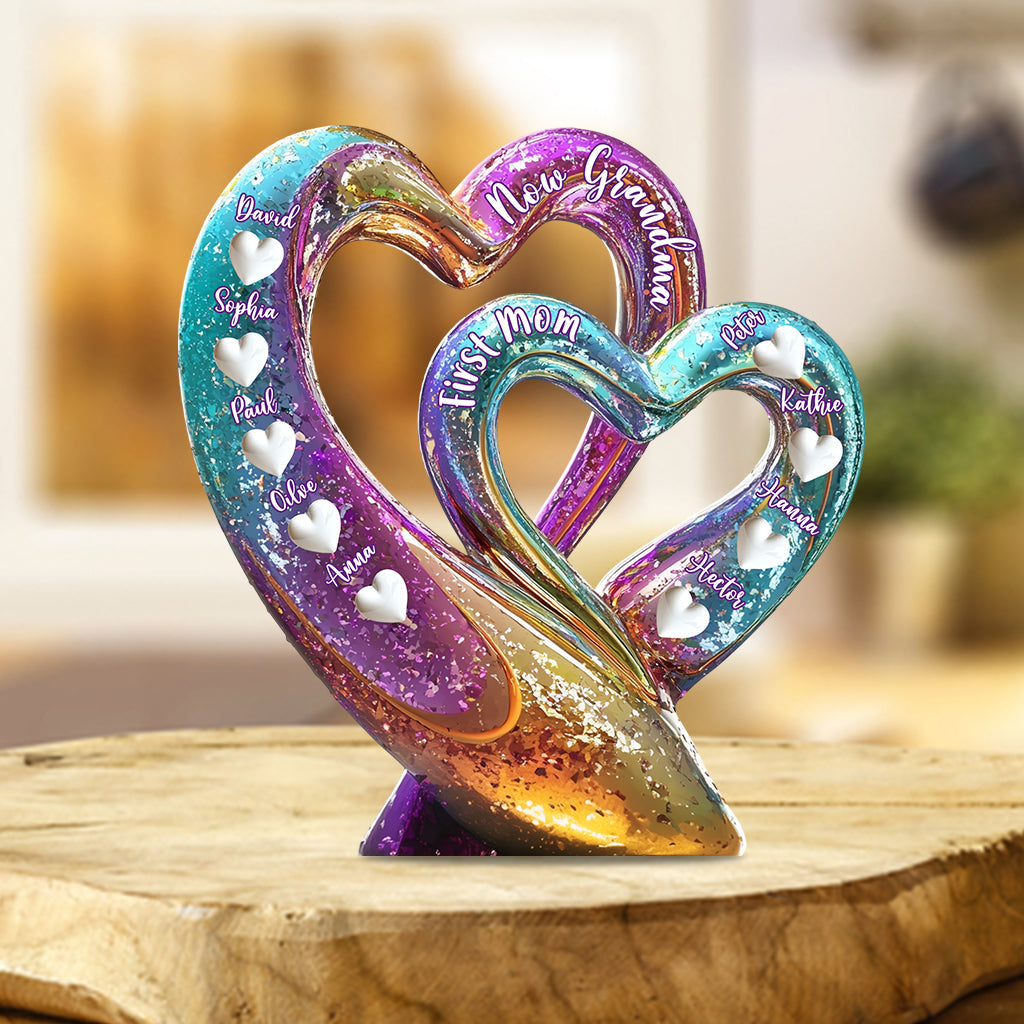 First Mom Now Grandma - Personalized Grandma Custom Shaped Acrylic Plaque