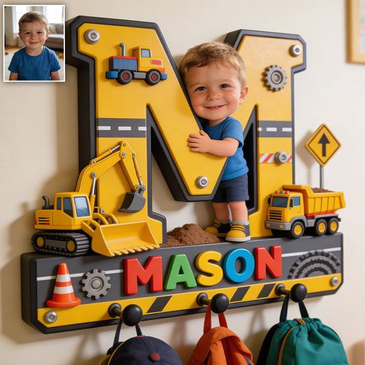 Lettre de l'alphabet & Photo personnalisée - Porte-manteau en forme personnalisée pour enfants