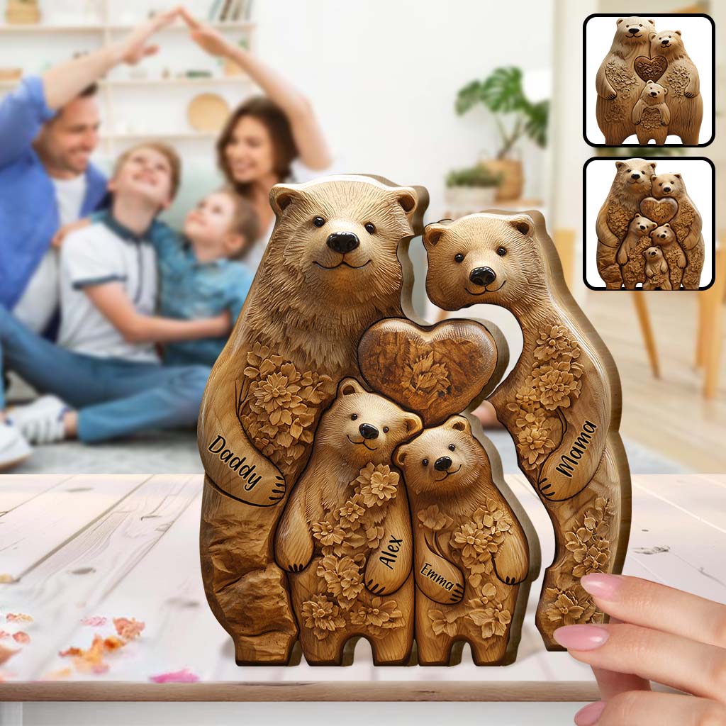 Bear Family - Personalized Family Shaped Wooden Puzzle