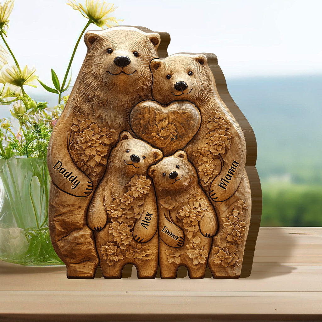 Bear Family - Personalized Family Shaped Wooden Puzzle