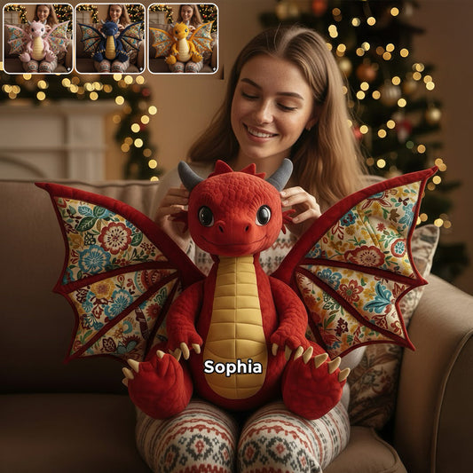 Dragon Quilt - Personalized Dragon Faux Fur Shaped Pillow