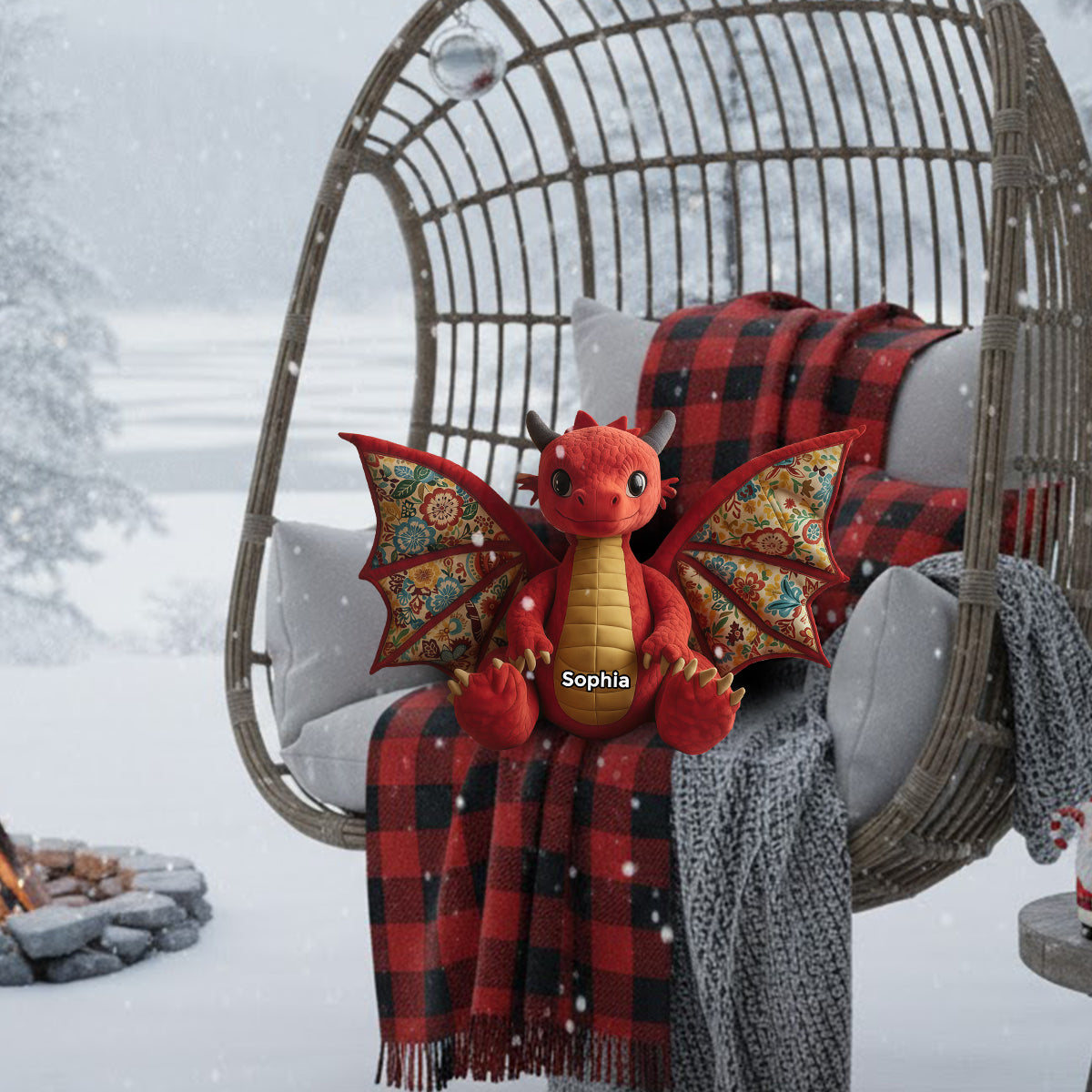 Dragon Quilt - Personalized Dragon Faux Fur Shaped Pillow