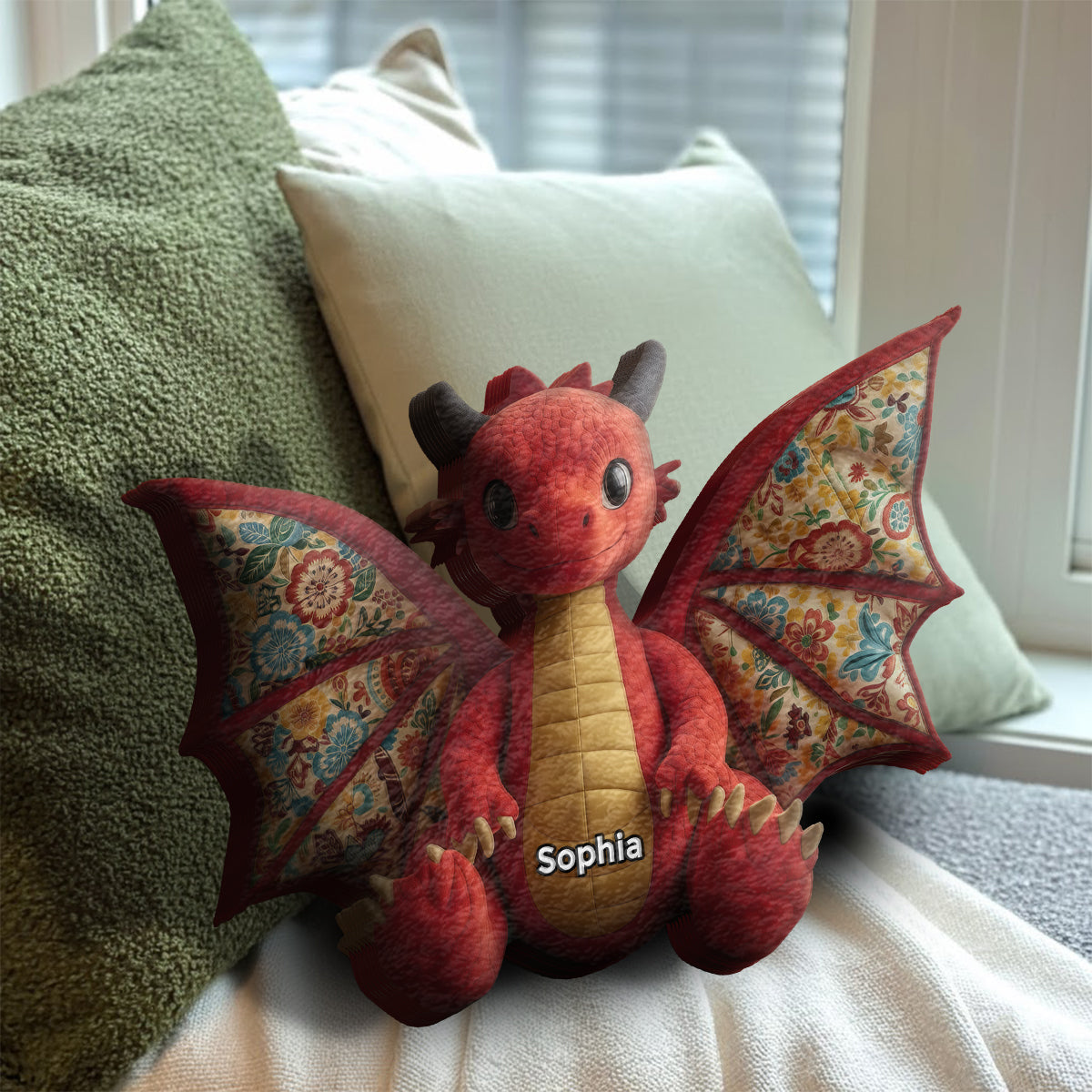 Dragon Quilt - Personalized Dragon Faux Fur Shaped Pillow