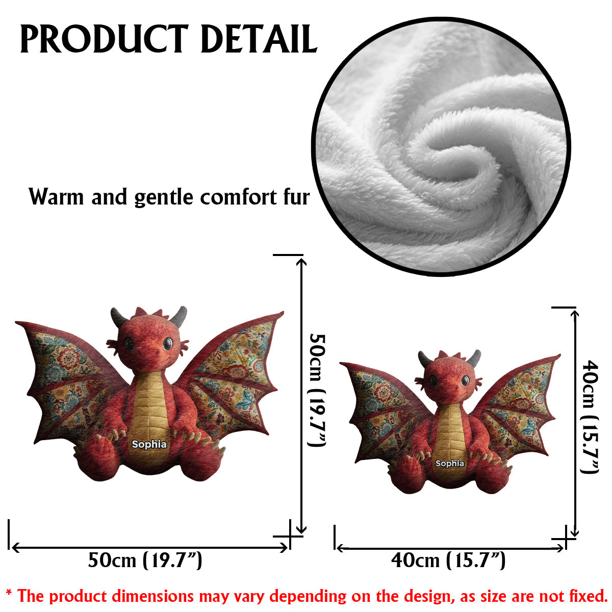 Dragon Quilt - Personalized Dragon Faux Fur Shaped Pillow