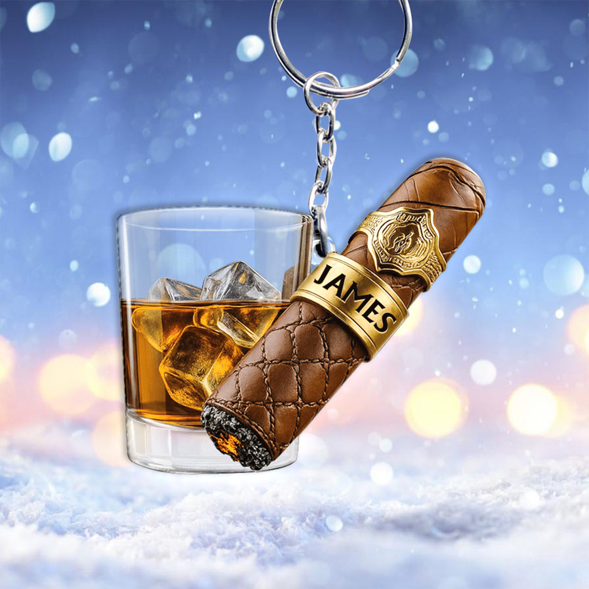 Porte-clés whisky personnalisé Whiskey & Cigar -