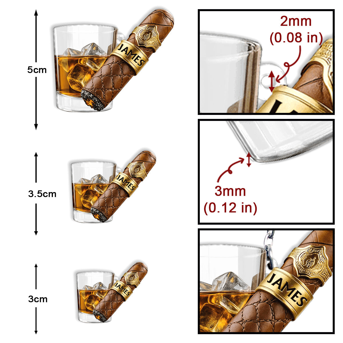 Porte-clés whisky personnalisé Whiskey & Cigar -