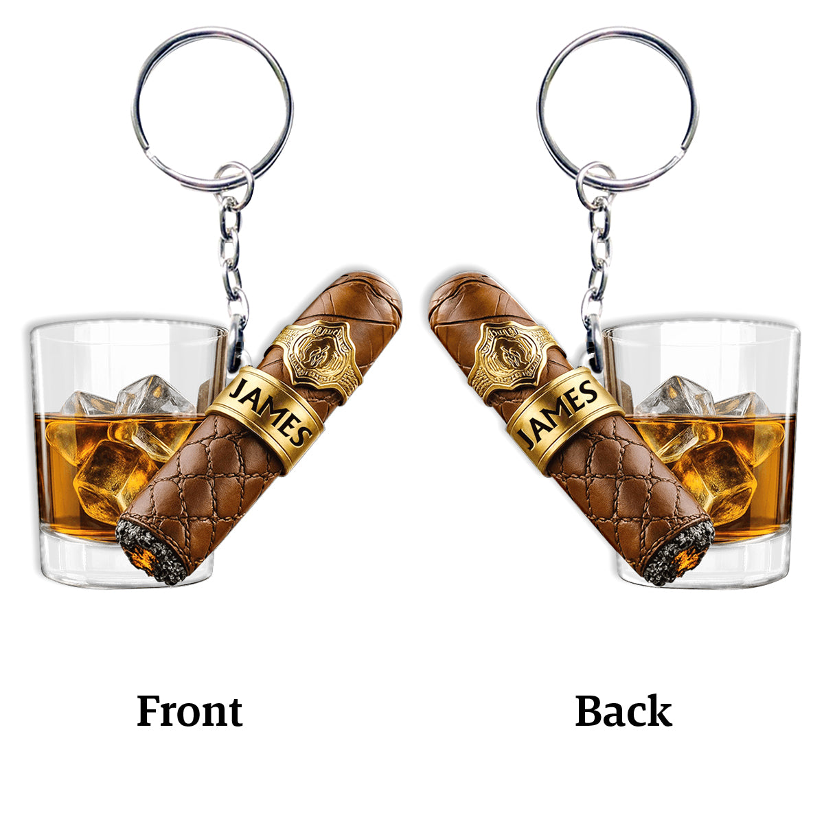 Porte-clés whisky personnalisé Whiskey & Cigar -