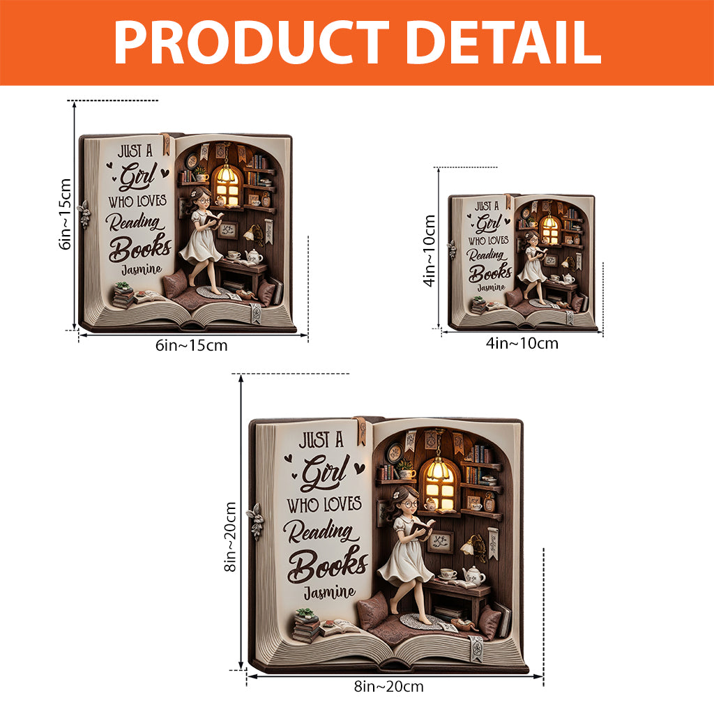 Une fille qui aime lire des livres - Plaque acrylique personnalisée en forme de livre