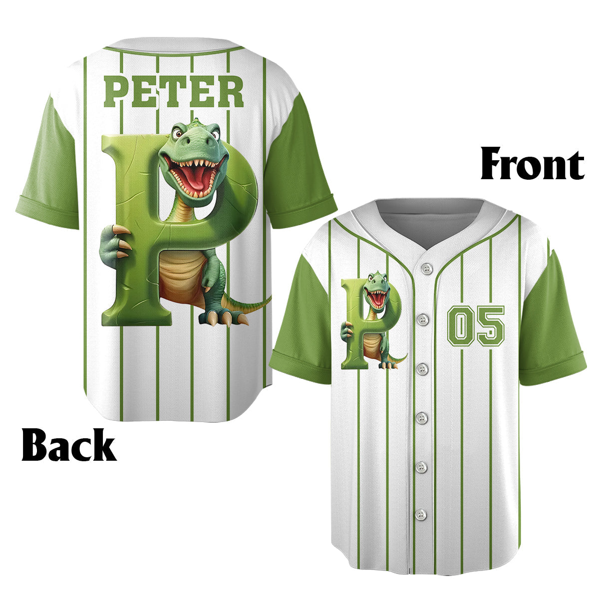Ensemble alphabet dinosaure mignon pour enfant - T-shirt et short personnalisés en jersey pour enfant 