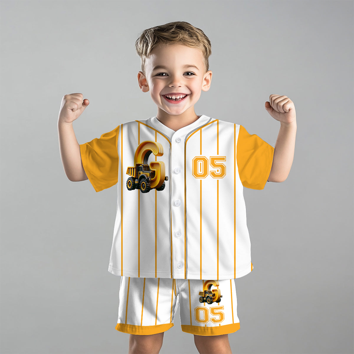 Ensemble alphabet camion mignon pour enfant - T-shirt et short personnalisés pour enfant 