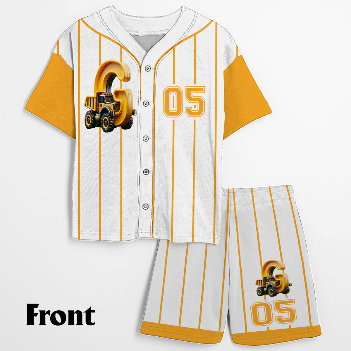 Ensemble alphabet camion mignon pour enfant - T-shirt et short personnalisés pour enfant 