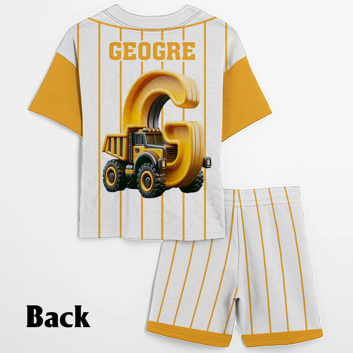 Ensemble alphabet camion mignon pour enfant - T-shirt et short personnalisés pour enfant 