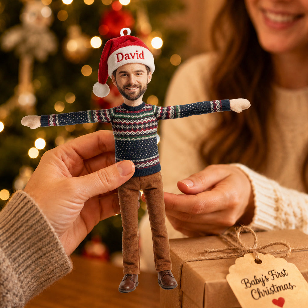 Funny Posable Plush Ornament Gift For Couple, Family, Friends - Personalized Couple Poseable Doll Ornament