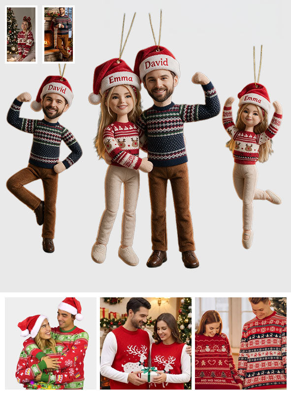 Funny Posable Plush Ornament Gift For Couple, Family, Friends - Personalized Couple Poseable Doll Ornament