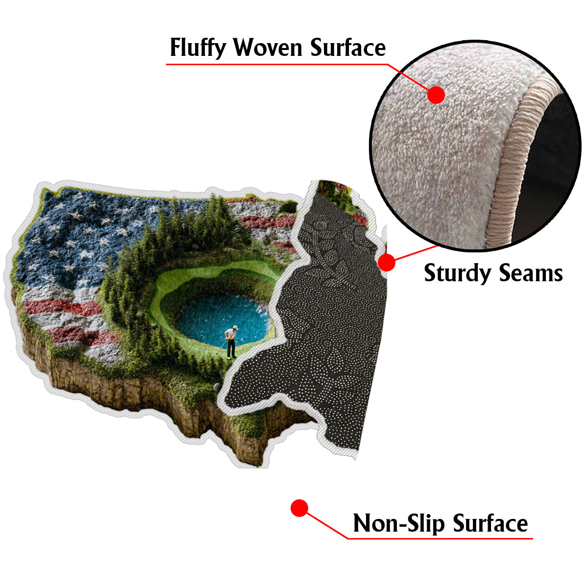 Pour l'amour du jeu - Tapis de golf personnalisé antidérapant et tufté